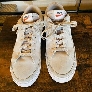 Nike Court Legacy Suede Sneaker W/Leather Swoosh, Cobblestone/White, M 9/EU 42.5